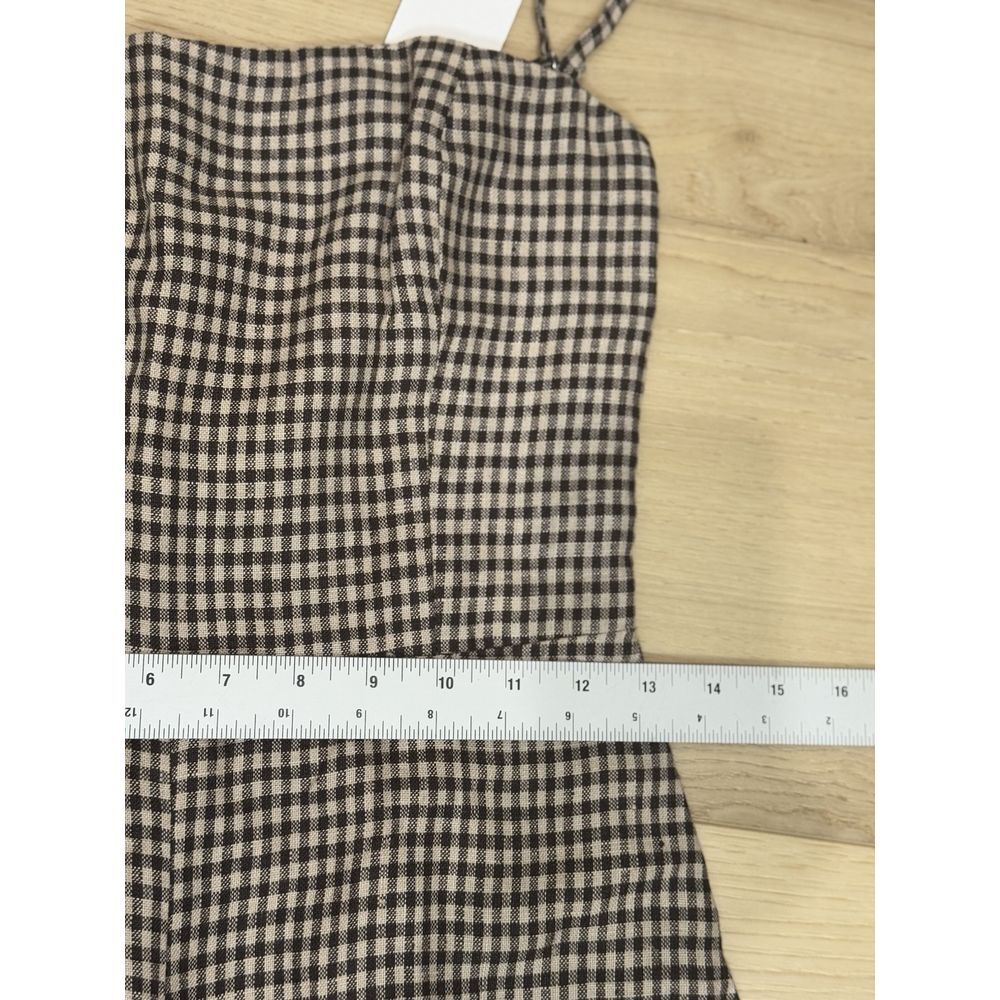 Reformation Overland Linen Jumpsuit In Tartine Check (Brown/Tan Checkered) Sz. 2 - Picture 8 of 15